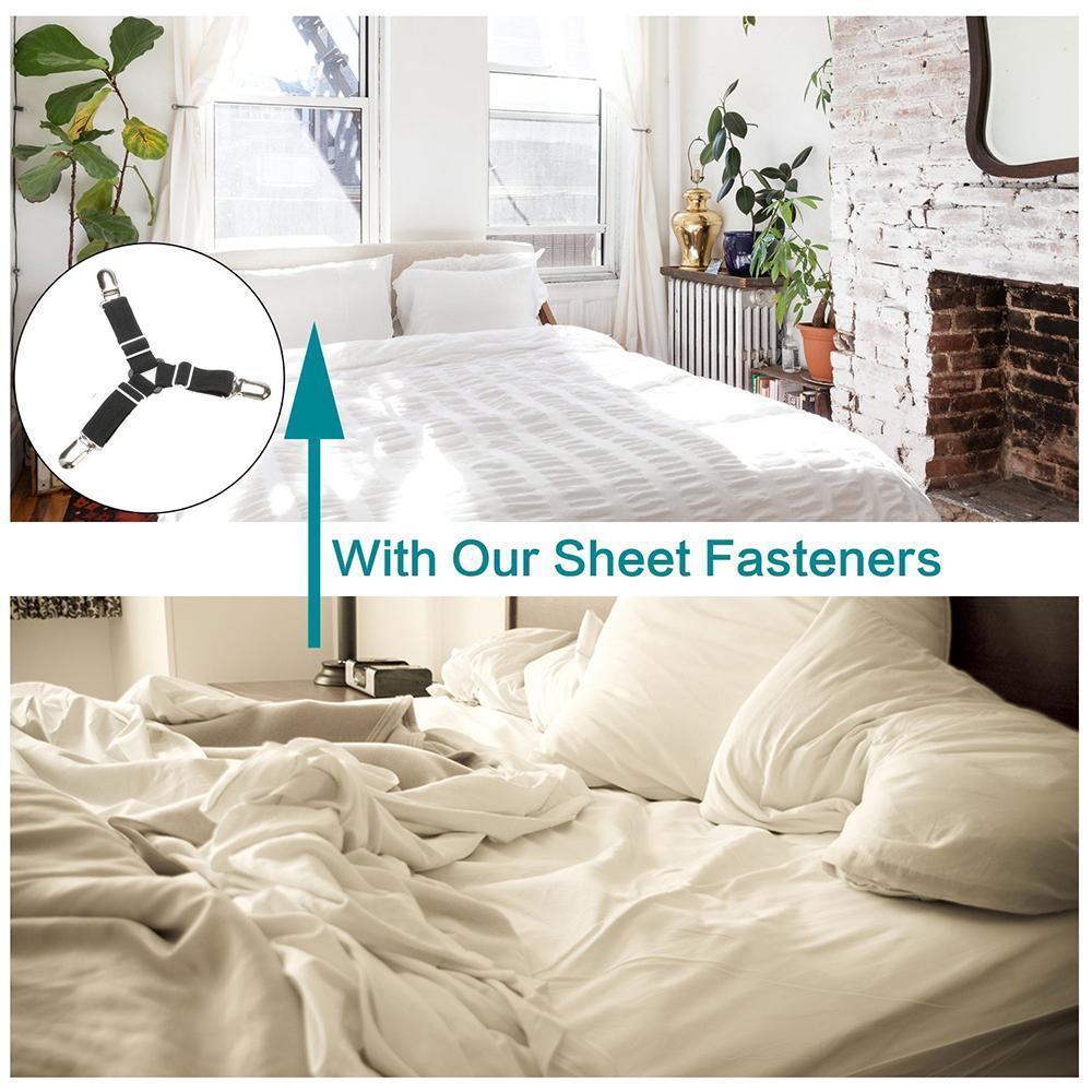 BowLift | Bed Sheet Tighter, 8-Pack Adjustable Triangular Elastic Band Straps