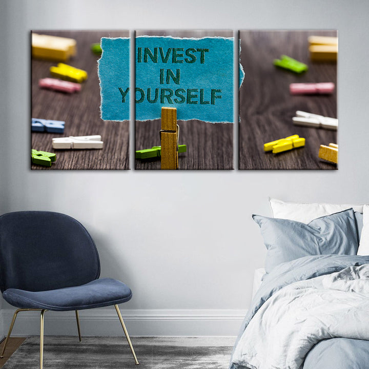 Invest In Yourself 3 Piece - Canvas Wall Art Painting | Bowlift