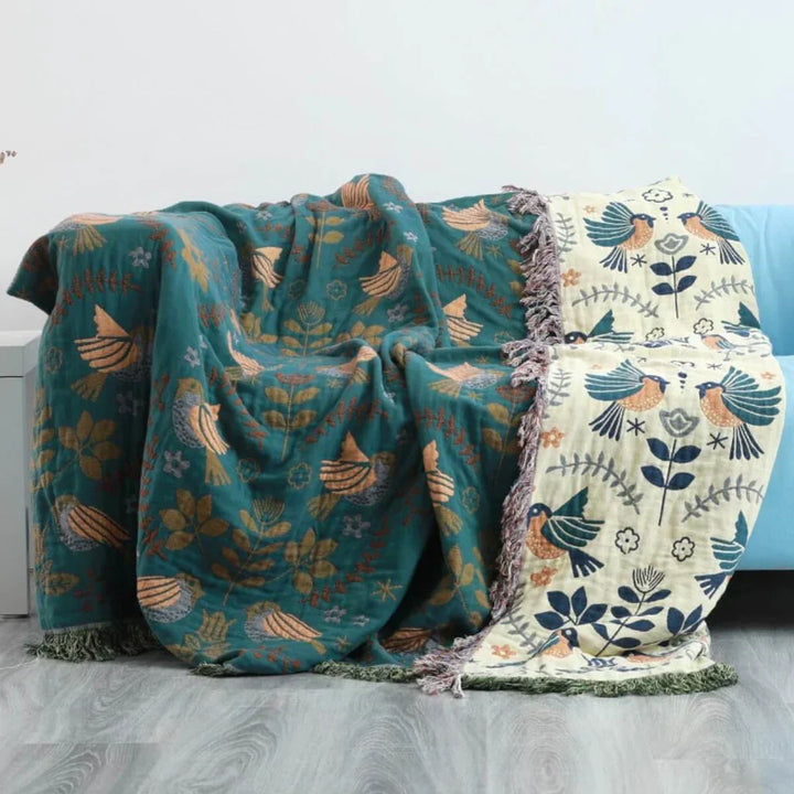 BowLift | Reversible Scandinavian Bird Blanket - NordicNest