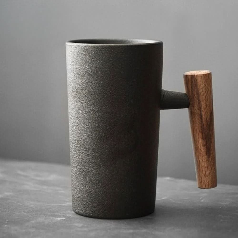 BowLift | BREWCRAFT MUG – Handmade ceramic mug with wooden handle for stylish coffee enjoyment