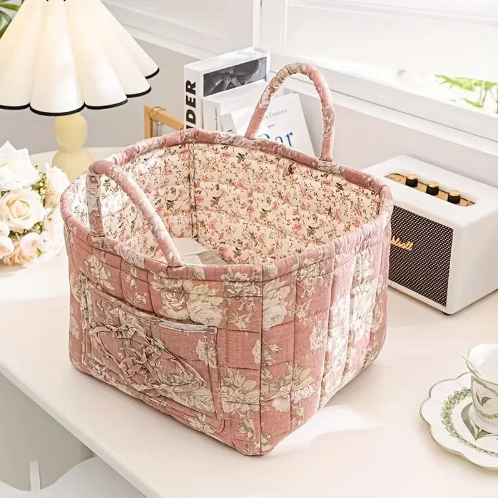 BowLift | Delicate Floral Canvas Storage Basket