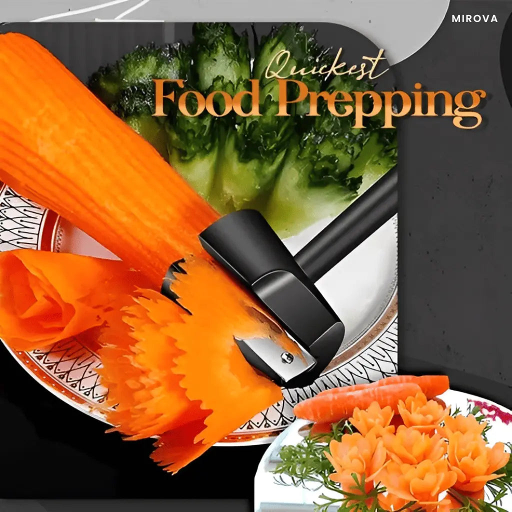 BowLift | Vegetable Peeler & Spiral Slicer | Ergonomic Handle | Stainless Steel Blades | Create Spiral Veggie Garnishes