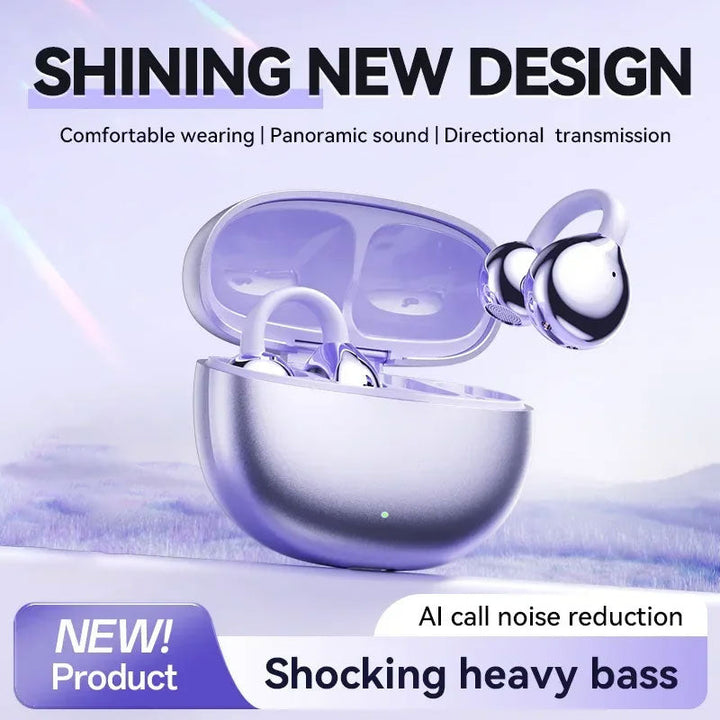 BowLift | Wireless Ear Clip Headphones | Open-Ear Bluetooth 5.4 | HiFi Sound & Dual Device Pairing