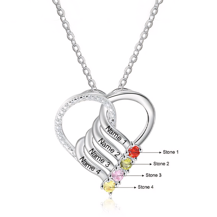 BowLift | Personalized Name & Birthstone Heart Striped Pendant Necklace