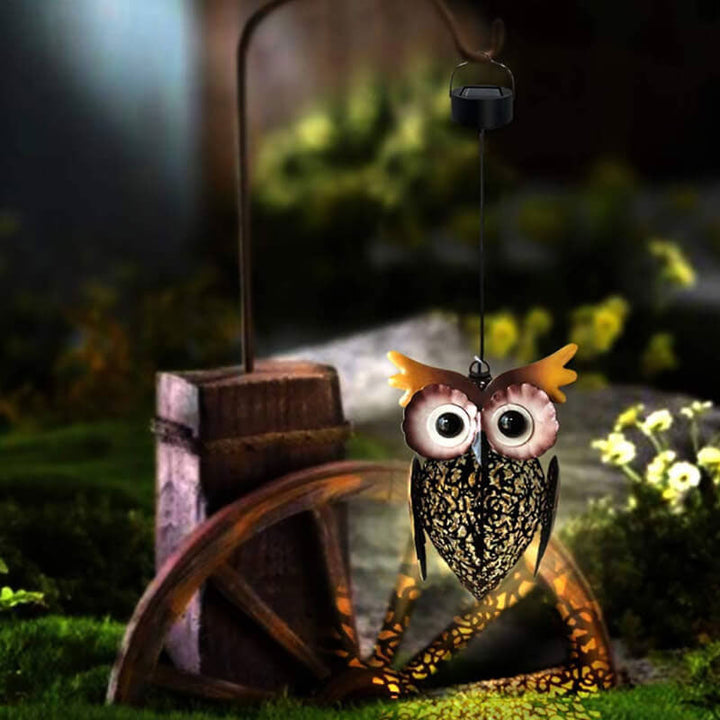 BowLift | Solar Waterproof Wrought Iron Hollow Owl Design LED Outdoor Hanging Light