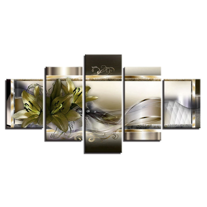 5 Piece Green Flower - Canvas Wall Art Painting | Bowlift