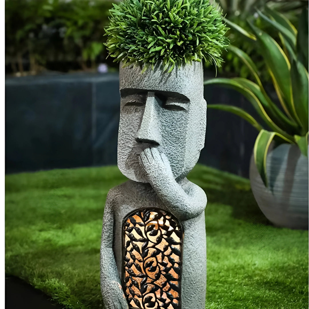 GlowSculpt – Solar LED Face Planter
