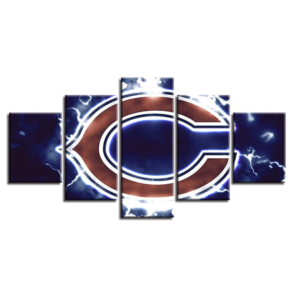 Charged Chicago Bears 5 Pieces-Canvas Wall Art Painting | Bowlift