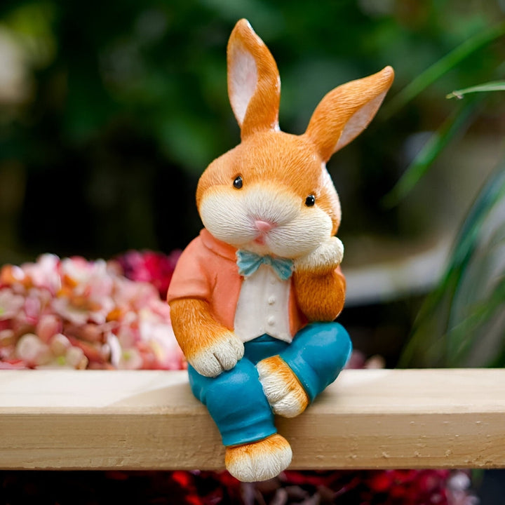 Sitting rabbit sculpture for playful and modern desk or shelf decoration Bowlift