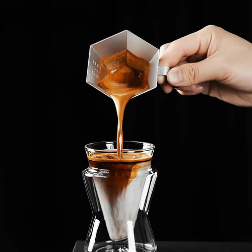 Prism Espresso Measuring Cup Aluminum Dosing Cup with Wooden Handle | Bowlift