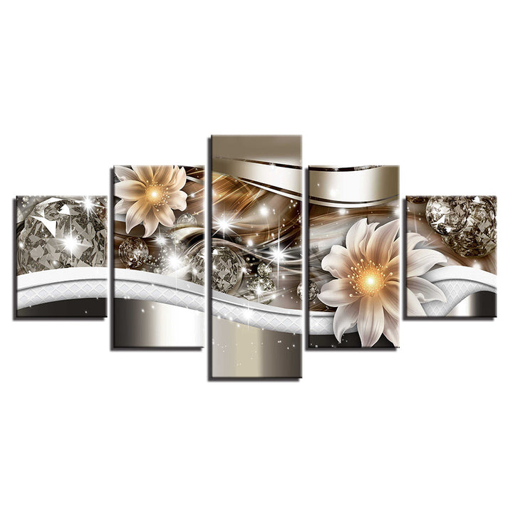 Glowing Sparkling Flowers 5 Piece - Canvas Wall Art Painting | Bowlift