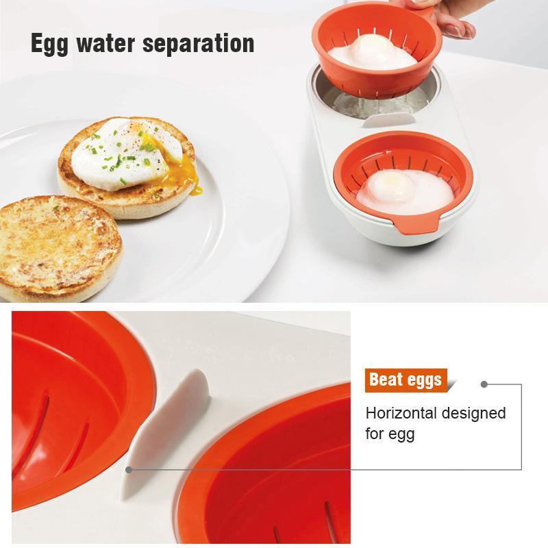 Microwave Egg Poacher Food Grade, 2-Cup Portable Egg Cooker | Bowlift