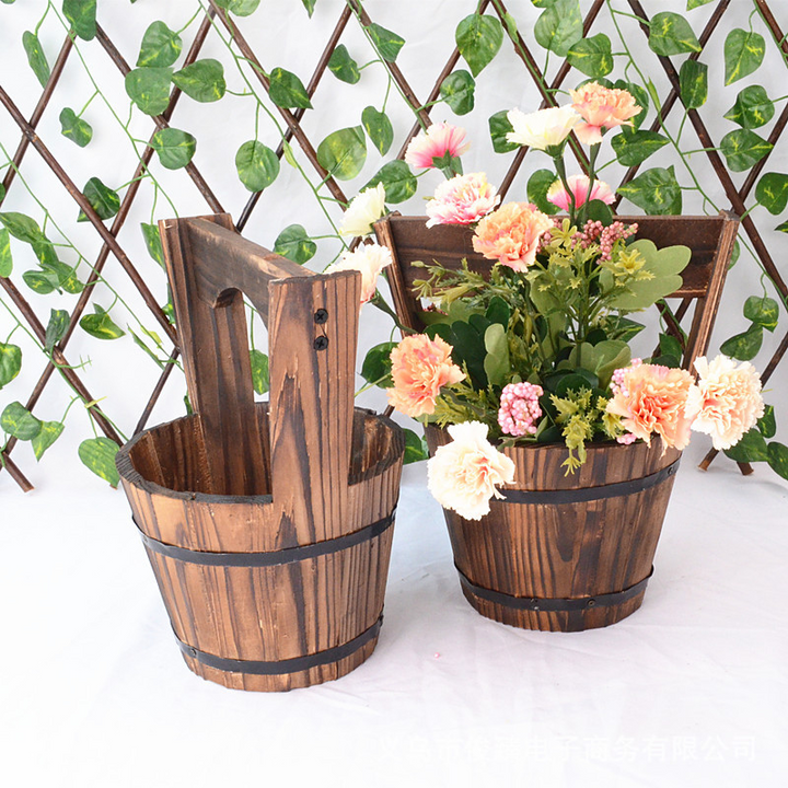 BowLift | Wooden Bucket Planter in Barrel Design for Garden and Terrace – Decorative Flower Pots made of Wood