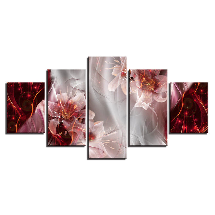 Fantastical Pink Lilies 5 Piece - Canvas Wall Art Painting | Bowlift