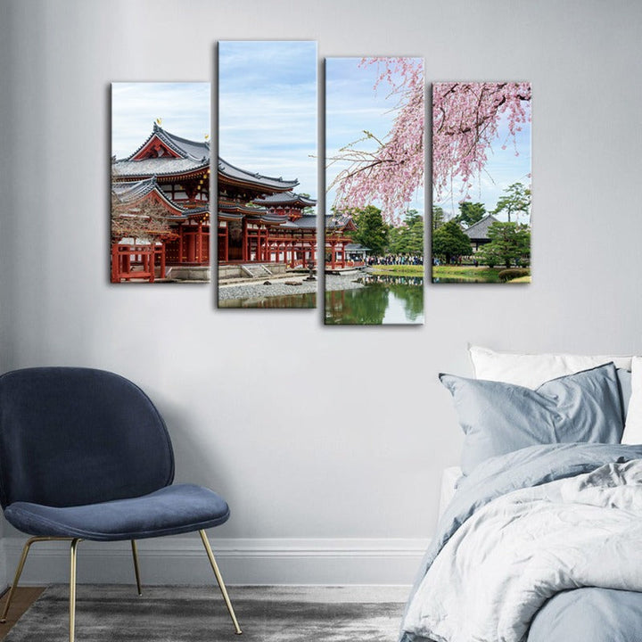 4 Piece Gorgeous Cherry Blossom - Canvas Wall Art Painting | Bowlift