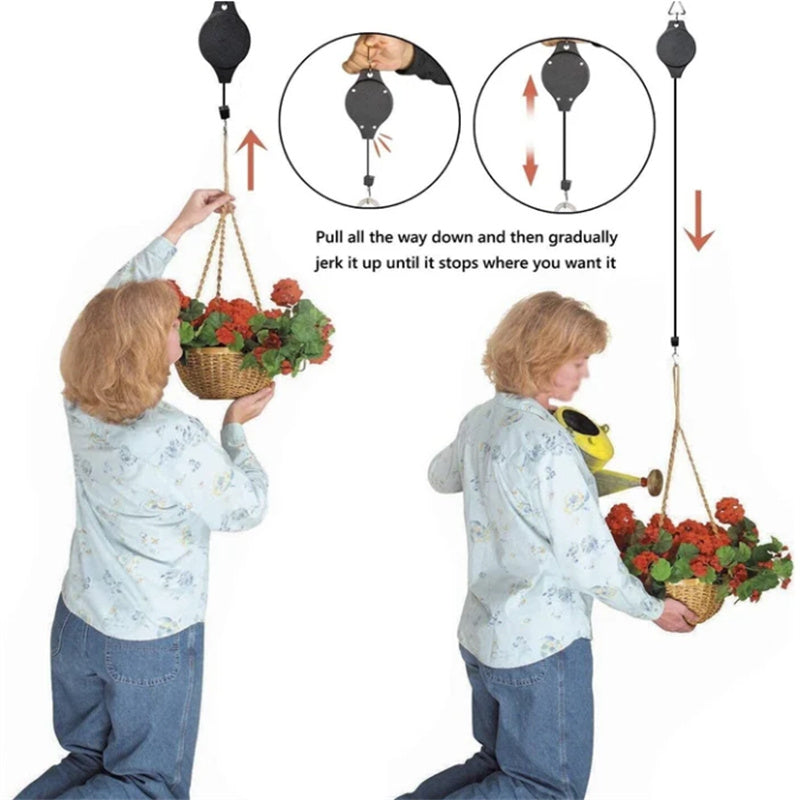 BowLift | Retractable Hook for Garden Pots, Bird Feeder