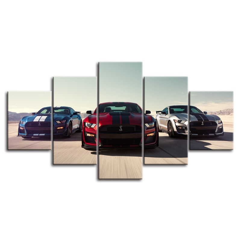 5 Piece Race Cars - Canvas Wall Art Painting | Bowlift