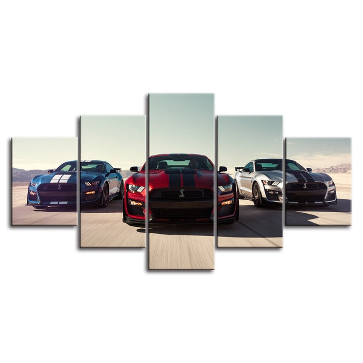 5 Piece Race Cars - Canvas Wall Art Painting | Bowlift