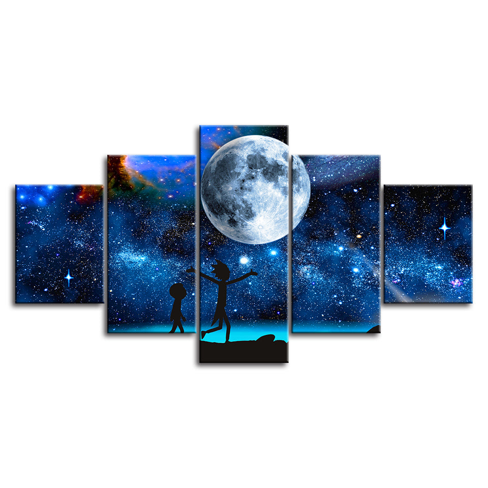 The Moon In The Galaxy   Canvas Wall Art Painting | Bowlift