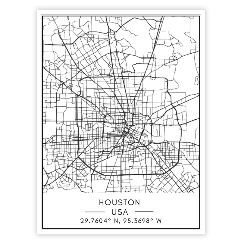 Houston City Map - Canvas Wall Art Painting | Bowlift