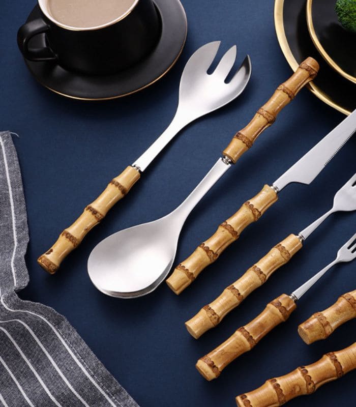 BowLift | Bamboo Handle Salad Serving Cutlery Kitchen Accessories