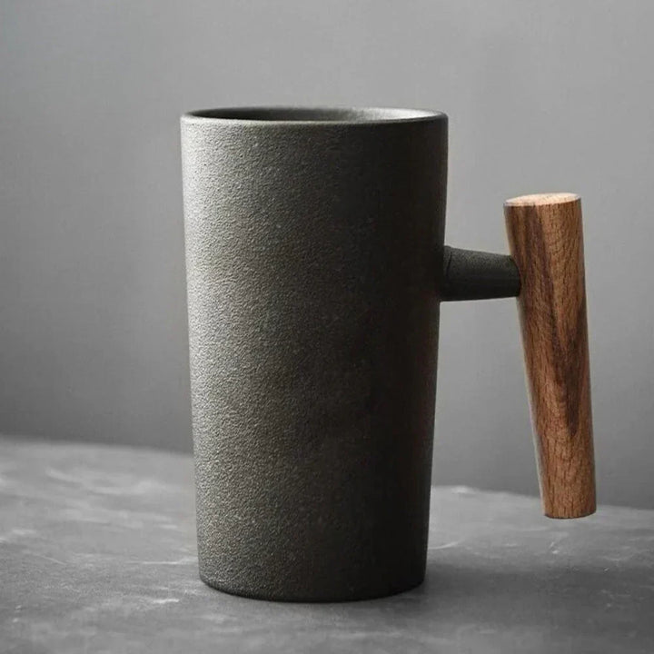 BowLift | ScandiSip Ceramic Mug – Minimalistic Scandinavian Design with Wooden Handle
