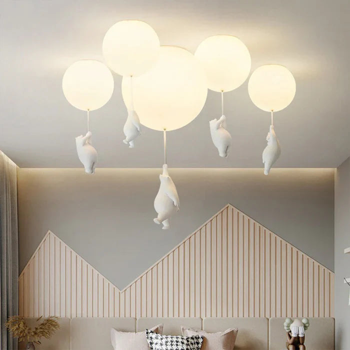 Children's Ceiling Lamp with Bear and Balloon - CloudBear | Bowlift