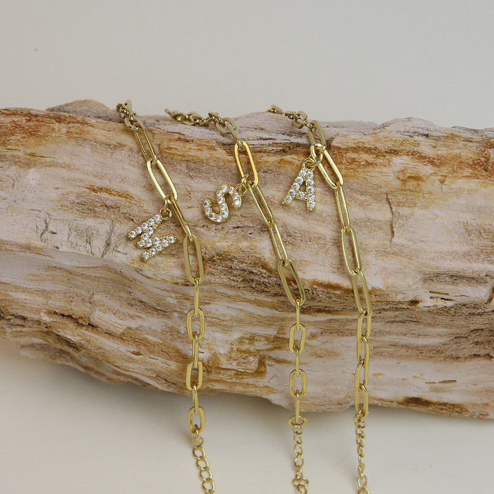 BowLift | Dainty Paperclip Letter Initial Bracelet