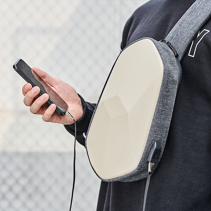 BowLift | Anti-theft, Waterproof, Anti-collision Chest Bag, with Geometric 3D Shell, Side USB Interface, High-quality Protection, Multi-layer Partition Storage, for Travel, Outing, Shopping and More