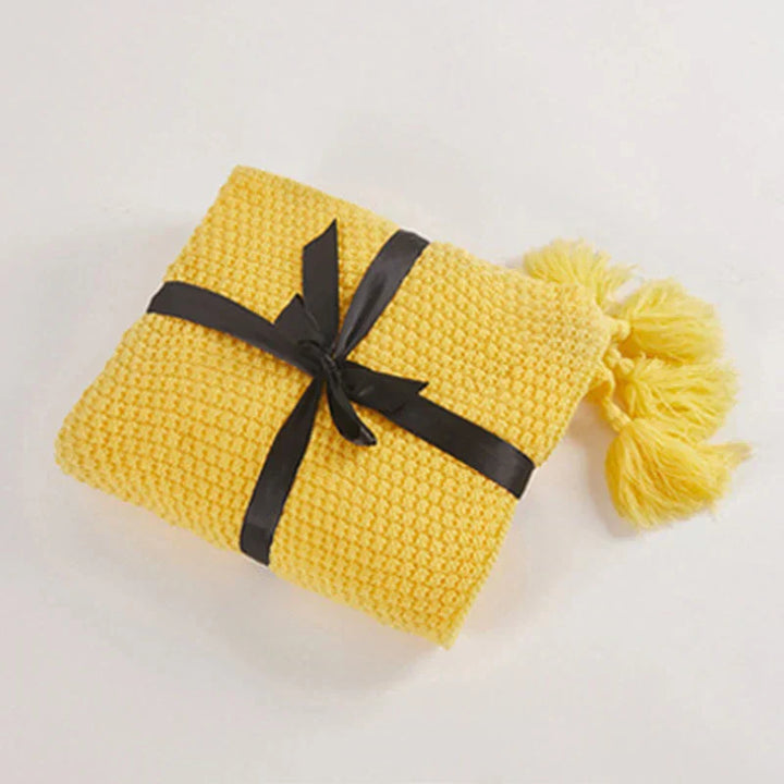 BowLift | NordiWrap Knitted Wool Blanket with Tassels | Nordic Design | Cozy & Elegant | Perfect for Home