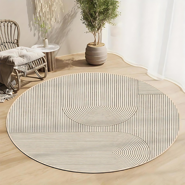 Round rug in Scandinavian design – Modern anti-slip rug for living room & bedroom | Bowlift