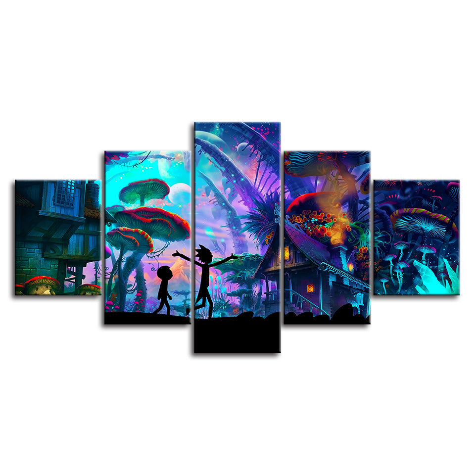 Ricky's Mushroom City - Canvas Wall Art Painting | Bowlift