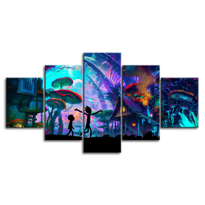 Ricky's Mushroom City - Canvas Wall Art Painting | Bowlift