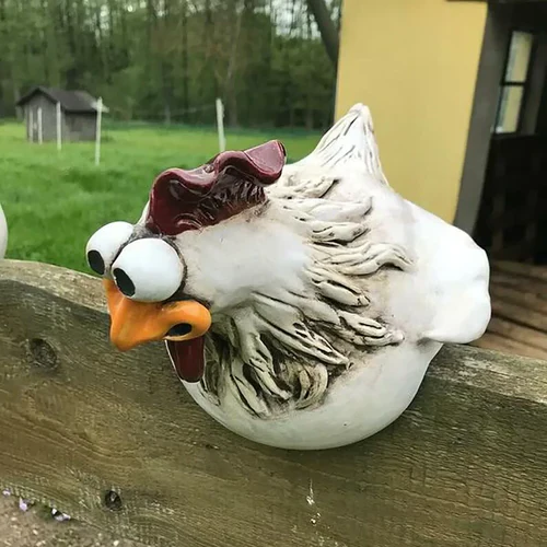 BowLift | Funny Chicken Fence Decor – Resin Garden Statues