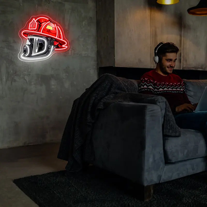 BowLift | Firefighter Helmet Neon Sign