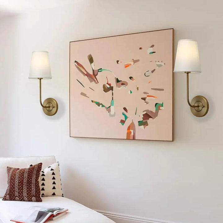 BowLift | LoomGlow – Modern Wall Lamp Featuring Woven Metal and Soft Fabric