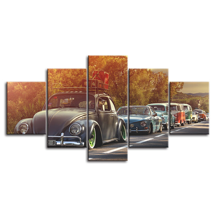 Row Of Cars 5 Piece - Canvas Wall Art Painting | Bowlift