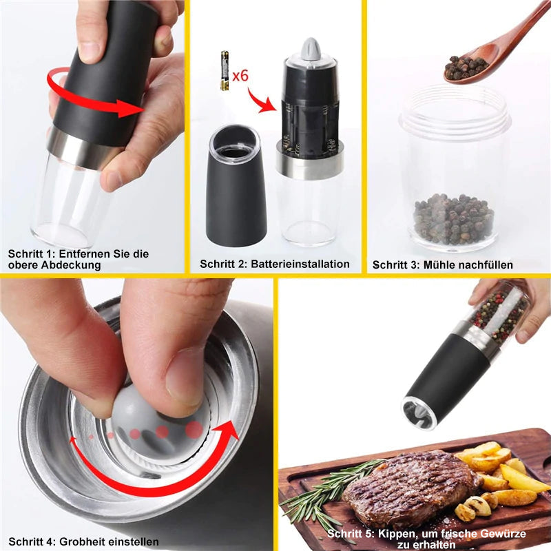 BowLift | electric gravity induction salt and pepper mill