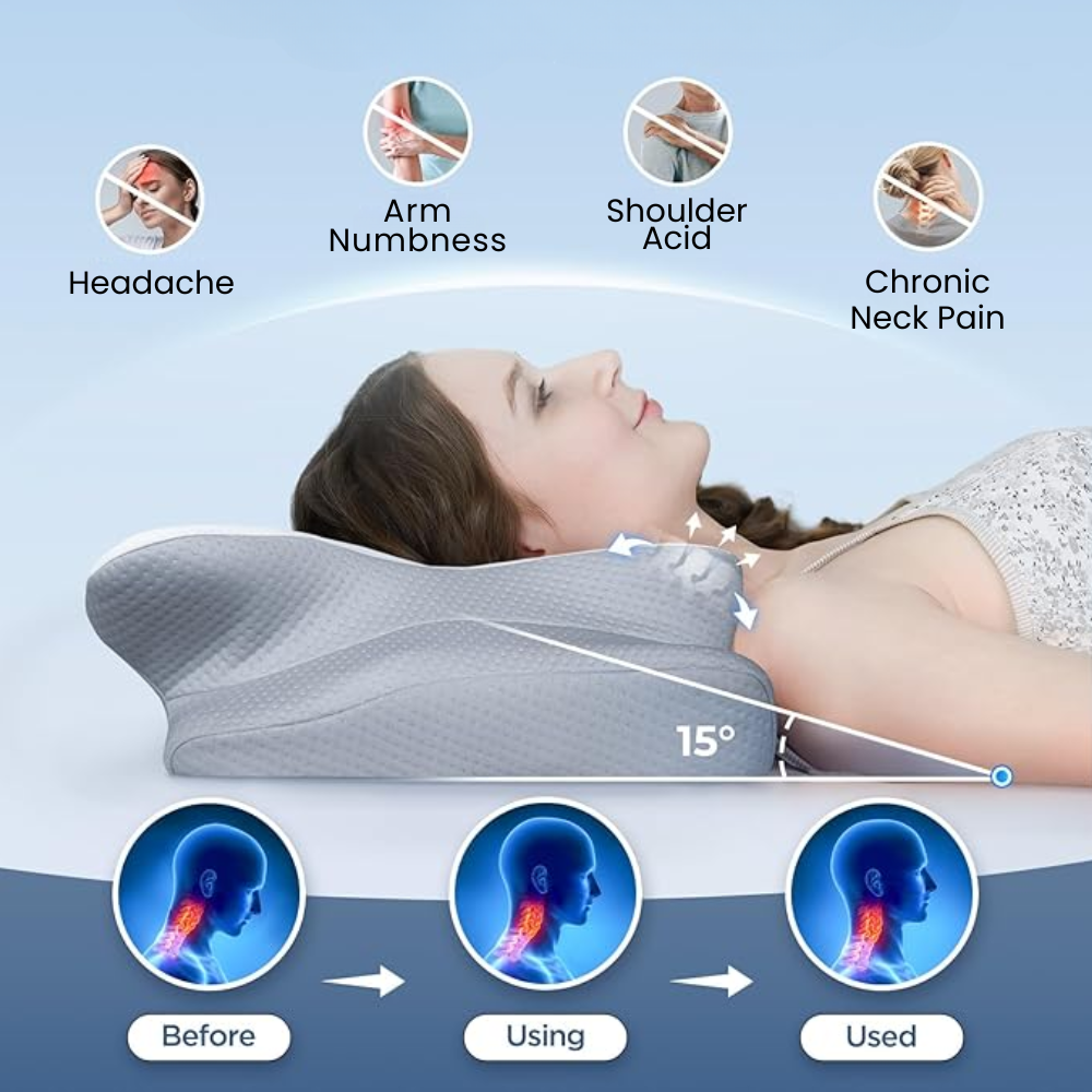 BowLift | Memory Foam Pillow for Ultimate Comfort – Sleeping Pillow with Ergonomic Butterfly Design for Deep Rest & All-Night Support