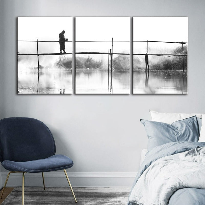 Water Bridge-Canvas Wall Art Painting 3 Pieces | Bowlift