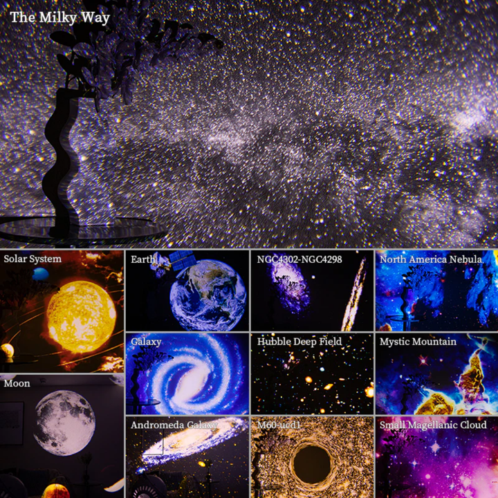 Planetarium Galaxy Projector - 360° rotation for full-room coverage Bowlift
