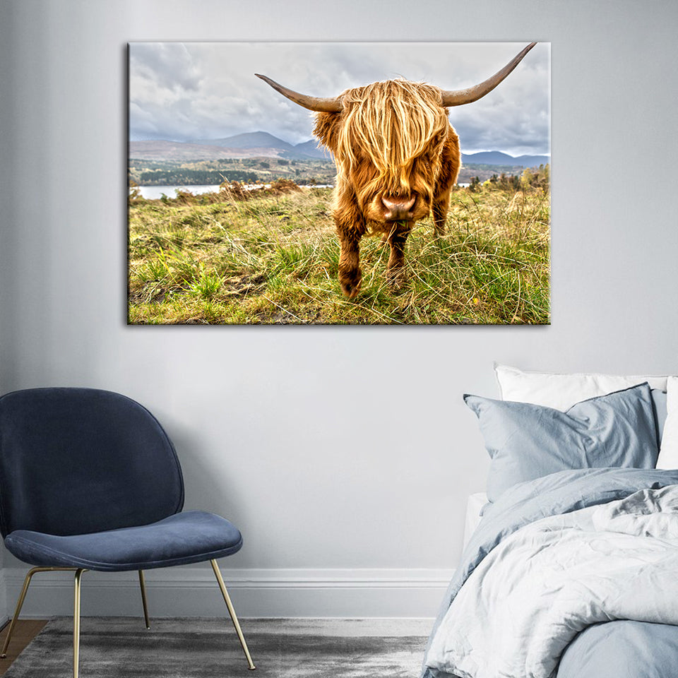 Cute Wild Cow - Canvas Wall Art Painting | Bowlift