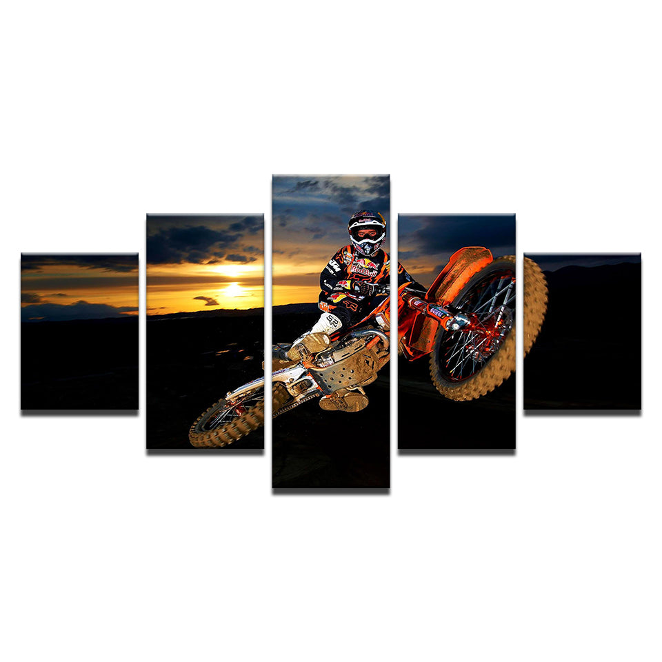 Motorbike Soaring 5 Piece - Canvas Wall Art Painting | Bowlift