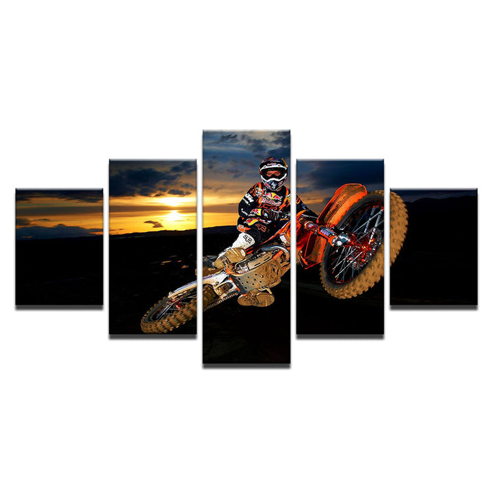 Motorbike Soaring 5 Piece - Canvas Wall Art Painting | Bowlift