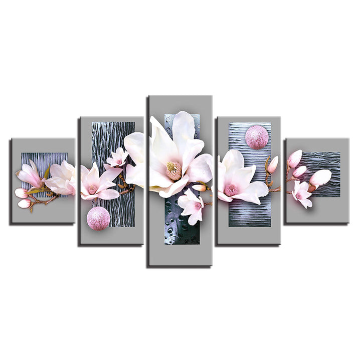 Graceful Baby Pink Magnolias 5 Piece - Canvas Wall Art Painting | Bowlift