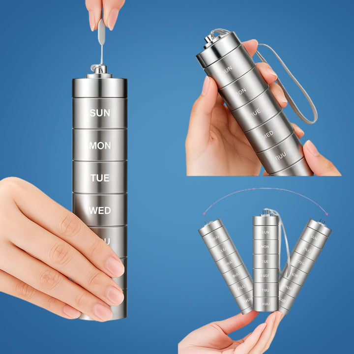 Moisture-Proof Metal Case – 7-Day Clear Label Design – Travel Friendly for Adults & Seniors Bowlift