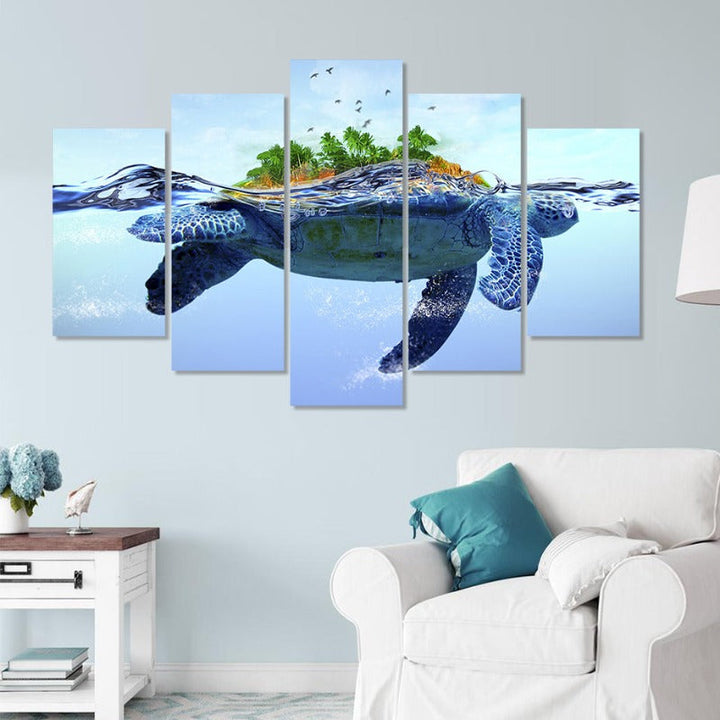 Beautiful Aquatic Turtle - Canvas Wall Art Painting | Bowlift