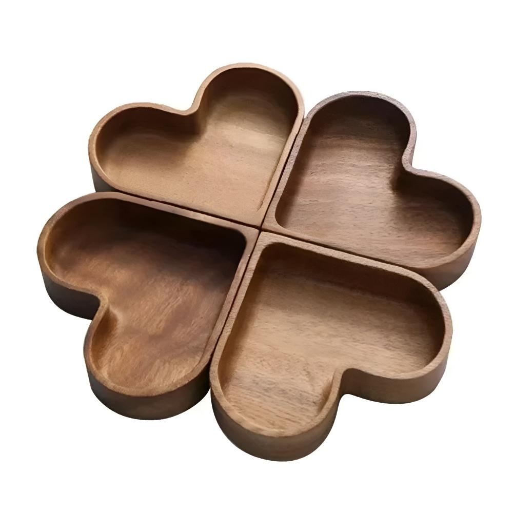 BowLift | Heart-Shaped Wooden Snack Tray | 4 pcs