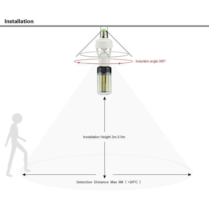 BowLift | 360 Rotating Motion Sensor Socket Switch Led Bulb Base