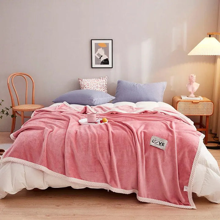 BowLift | Flannel Fleece Snuggle Blanket in Pink